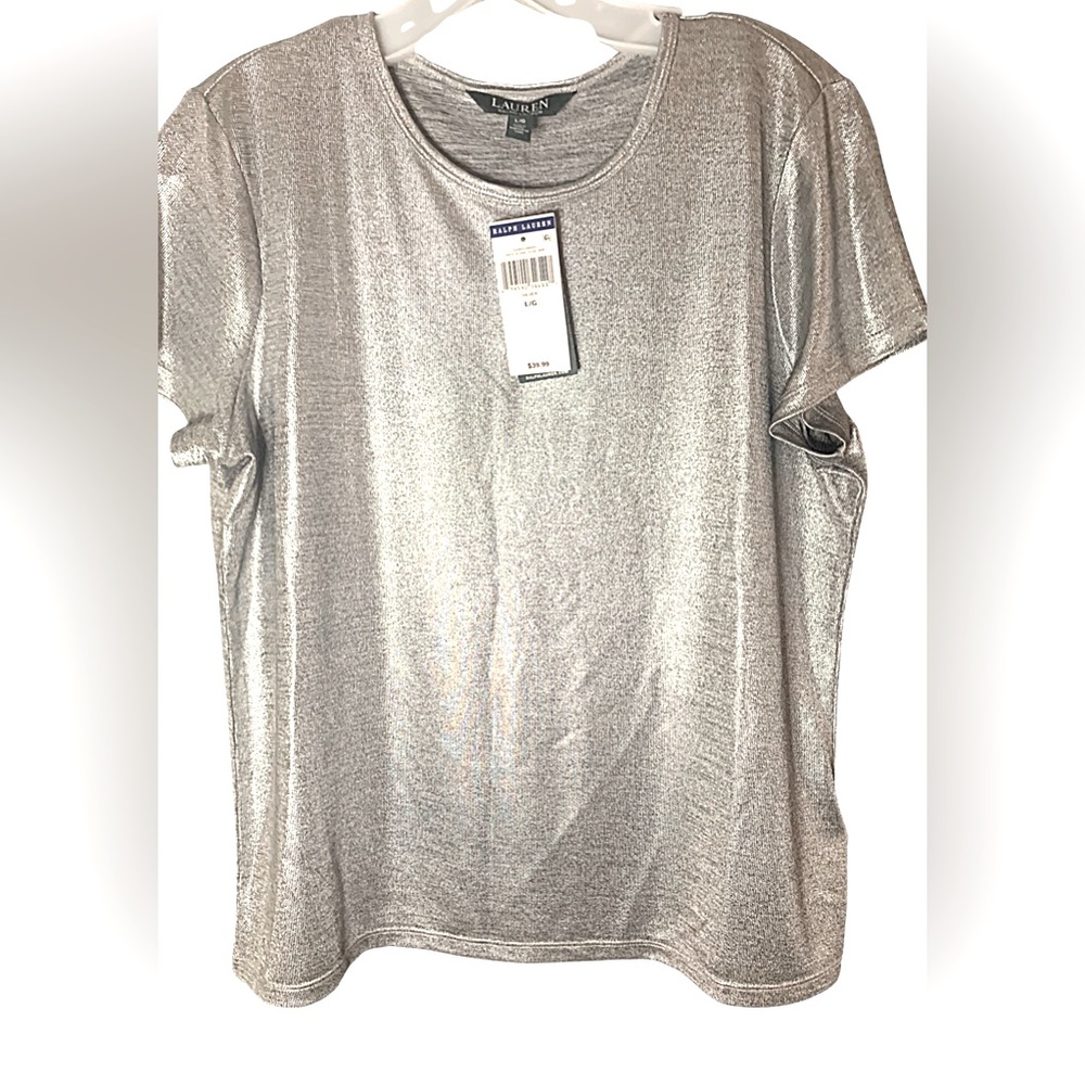Ralph Lauren silver stretchy blouse size large